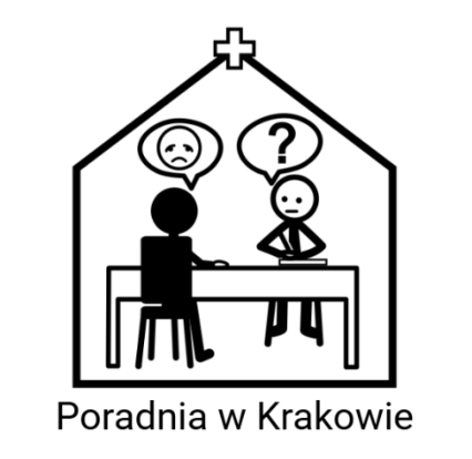 Piktogram symbolizujący placówkę medyczną: budynek z krzyżem.